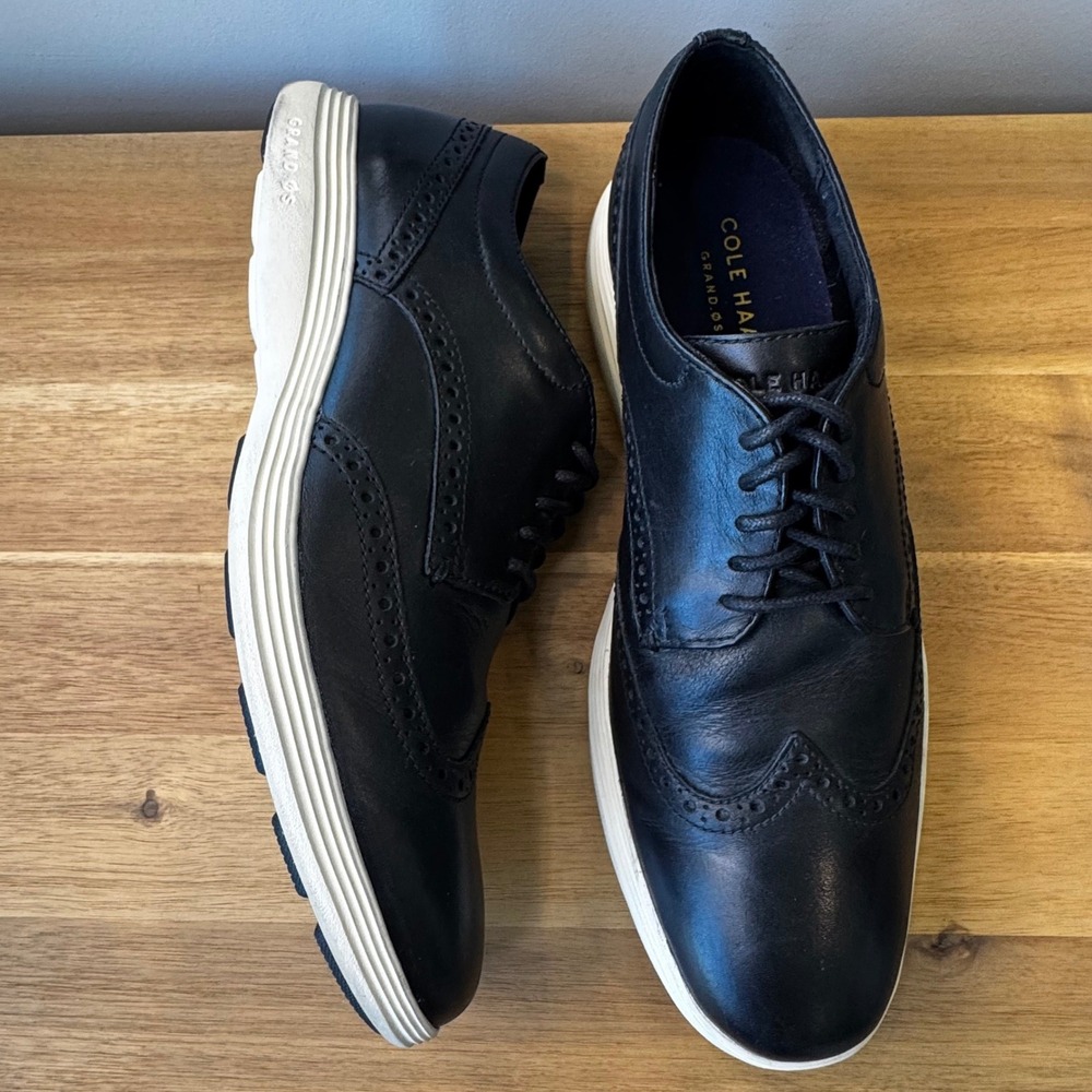 Cole Haan Men‎ 9 Grand OS Black Leather Wingtip Oxford Hybrid Shoes C23751